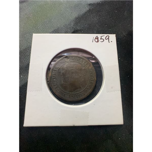 1859 Canadian One Cent Coin With Victoria Portrait