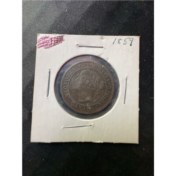 1859 Province of Canada Large Cent Coin in Holder