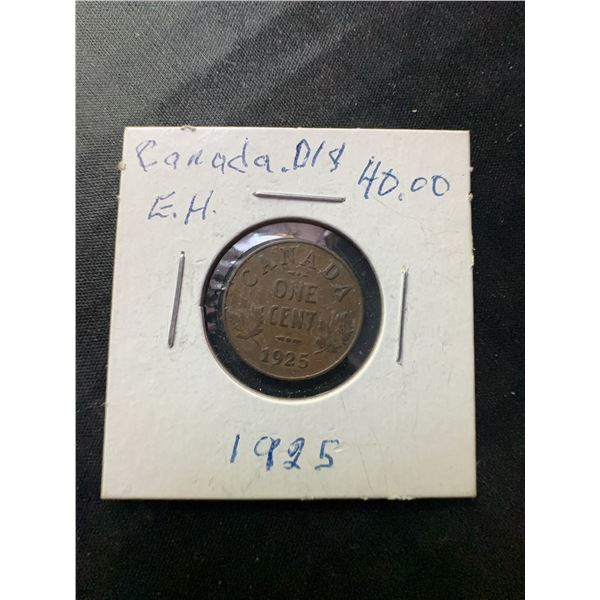 1925 Canada One Cent Coin in Holder