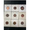 Image 2 : 18 Canadian One Cent Coins 1953–1987 In Cardboard Holders
