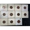Image 3 : 18 Canadian One Cent Coins 1953–1987 In Cardboard Holders