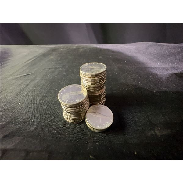 50 Canadian 1967 Centennial Silver Dimes, 50% or 80% Silver, 114g