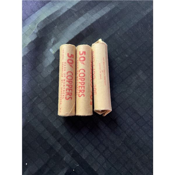 Three Rolls of 1967 Centennial Canadian Pennies, 150 Coins