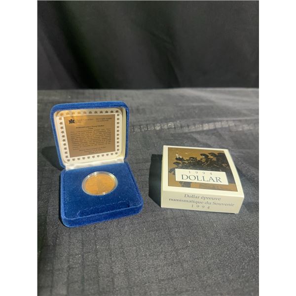 1994 Royal Canadian Mint Remembrance Proof Dollar in Case