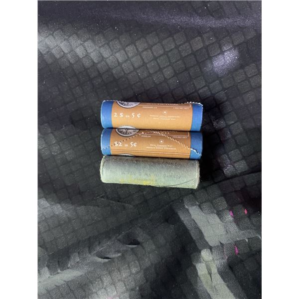 Three Rolls of Canadian Nickels: 2x 2005 Victory, 1x 1966