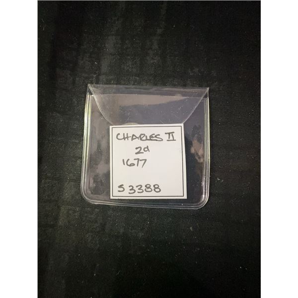 Charles II 2 Pence Coin 1677