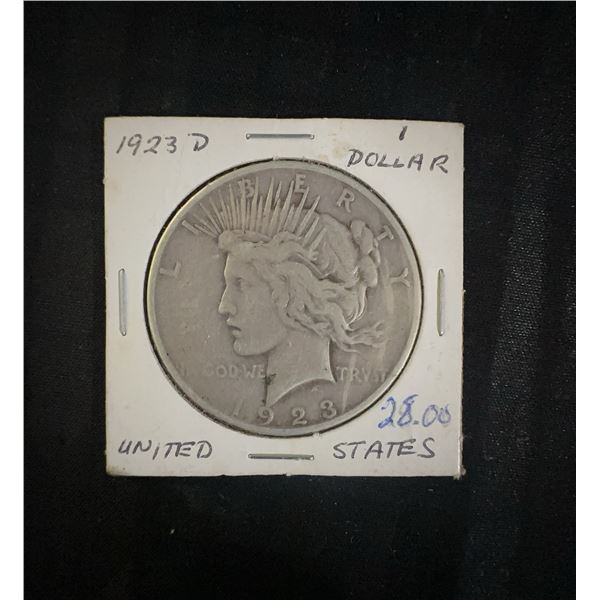 1923-D U.S. Peace Dollar, 90% Silver, 27g