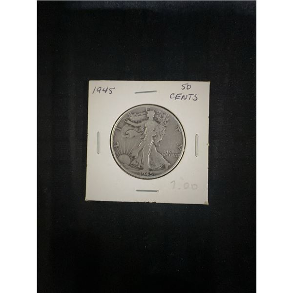 1945 U.S. Walking Liberty Half Dollar, 90% Silver, 12.5g