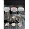 Image 1 : Lot: 2 Rolls Assorted Canadian Nickels, 1 Roll 1950 Nickels, 344g