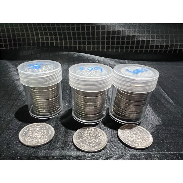 1969 Canada 50 Cent Coins, 3 Full Tubes
