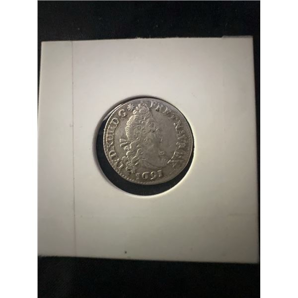 1691 France 4 Sols .800 Silver Coin with Overstrike
