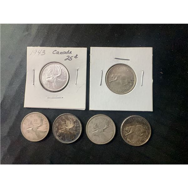 80% silver Canadian 25 Cent Coins