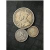 Image 4 : Pre-1919 Canadian .925 Silver Coins: 2 Half Dollars, Dime, 5 Cent