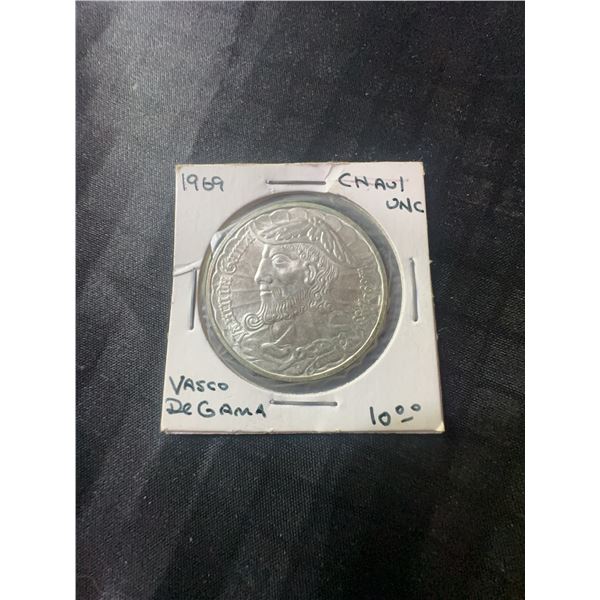 1969 Portugal 50 Escudos Silver Coin Vasco Da Gama .650 Silver 18g