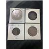 Image 1 : Four British Coins: 1977 Crown, 1896 Shilling, 1886 Farthing, 1949 Shilling