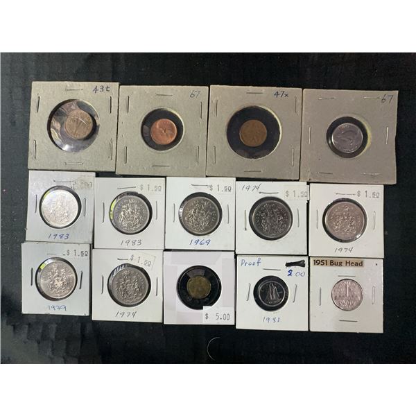 Canadian Coins, 1943-1993, 14 Pieces