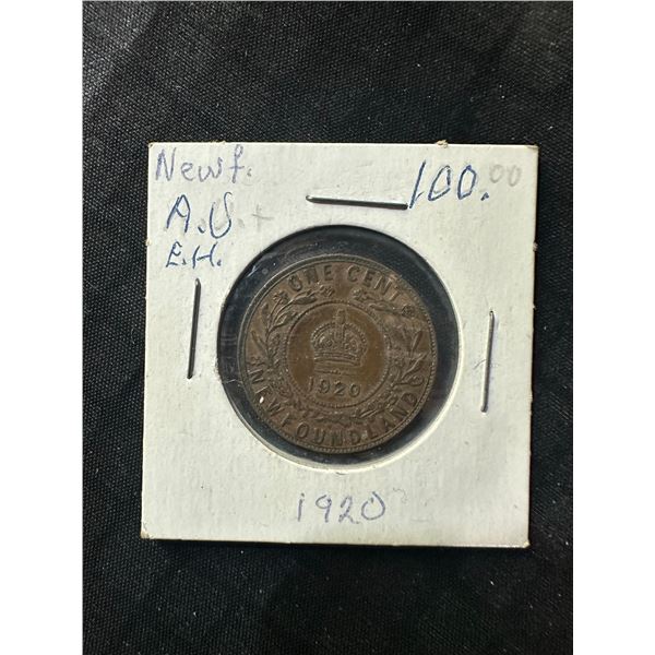 1920 Newfoundland 1 Cent Coin AU, 5.7g