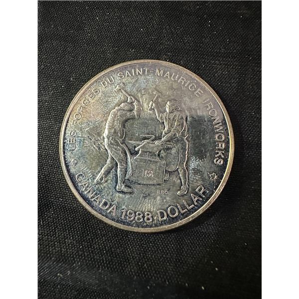 1988 Canada Silver Dollar Les Forges Du Saint-Maurice 24g Coin