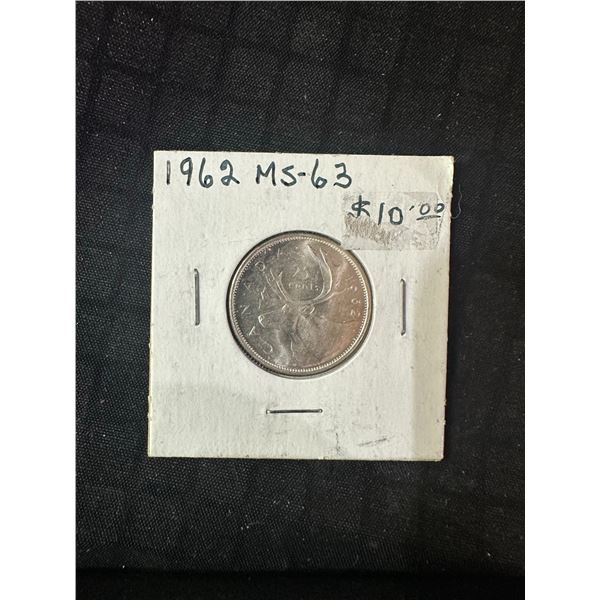 1962 Canadian Quarter MS-63 .800 Silver 5.8g