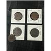 Image 1 : 5 Canadian Large Cent Coins: 1884, 2x 1859, 1901, 1919