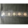 Image 7 : 5 Canadian .800 Silver Quarters 1964–1968 Final Silver Issue
