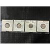 Image 1 : Four Canadian .800 Silver Quarters, 1919–1962, Each 2.3g