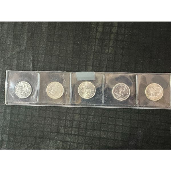 1964–1968 Canadian Silver Quarters Set (5 Pieces)