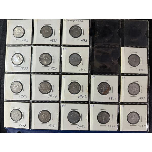 17 Canadian Nickels, Various Years