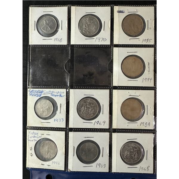 10 Canadian Quarters, Half Dollars, and Dollars, 1968-1994