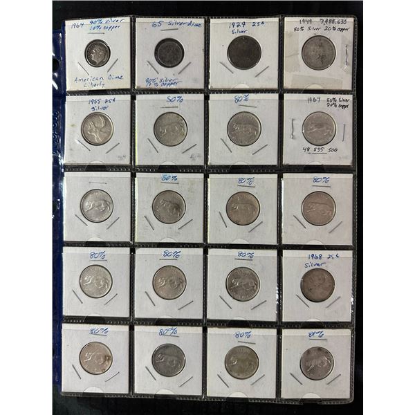 20 Canadian Silver Quarters, .800 and .500 Silver