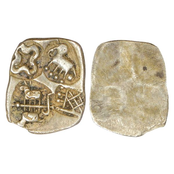 Ancient India : Archaic Silver punch marked coin - Wainganga-Mahanadi Divide, 1.25g.