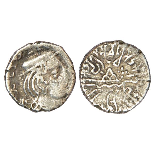 Ancient India : Western Kshatrapas, Karddamaka dynasty, silver drachm, 2.14g.