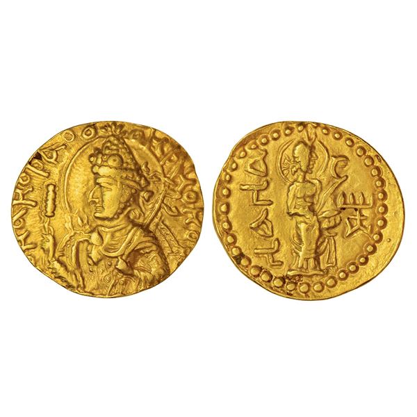 Ancient India : Kushans, gold dinar of Huvishka (c.151-190 AD), 'NANA', 7.86g.