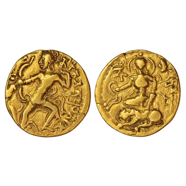 Ancient India : Gupta Empire - gold dinar of Chandragupta II, 'Lion Slayer' type, 7.75g