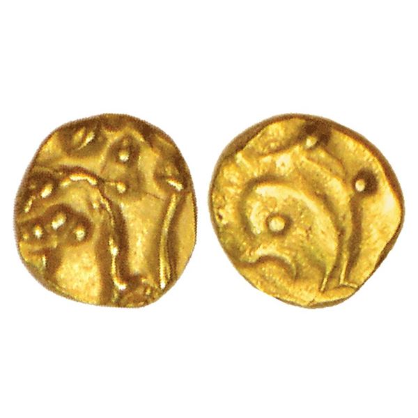 Medieval India : Western Gangas (10th-11th century AD), gold gajapati ¼ fanam, 0.11g