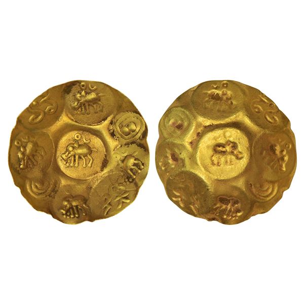 Medieval India : Kakatiyas of Warangal, gold punch-marked gadyana, 3.78g