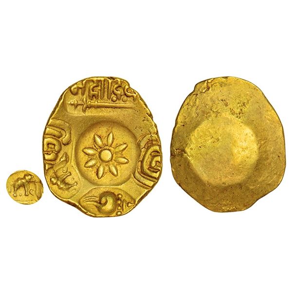 Medieval India : Yadavas of Devagiri, gold punch-marked Asu or 'Padma Tanka', 3.80g