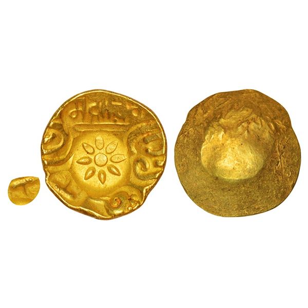 Medieval India : Yadavas of Devagiri, gold punch-marked Asu or 'Padma Tanka', 3.82g