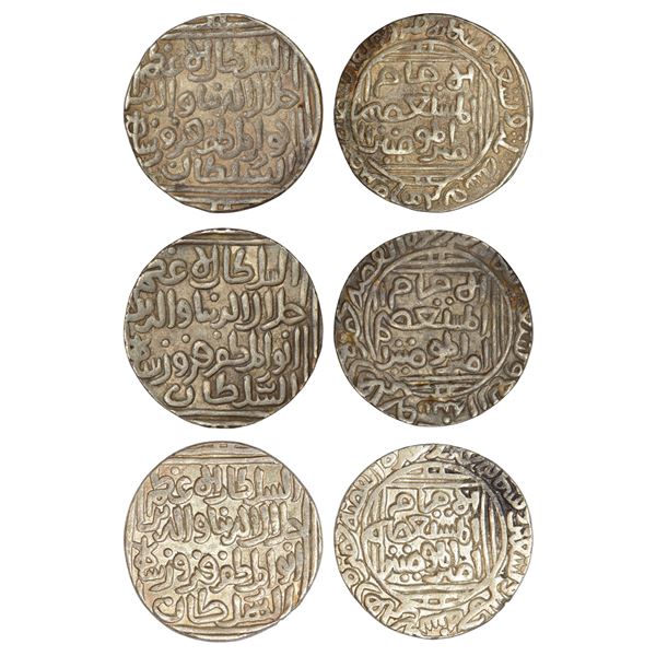 Sultans of Delhi : Khaljis, three silver tanka of Jalal al-Din Firuz (1290-1296 AD). (3 coins)