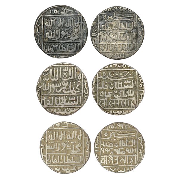 Sultans of Delhi : Suris, three silver rupee of Sher Shah (1538-1545 AD), Bengal type