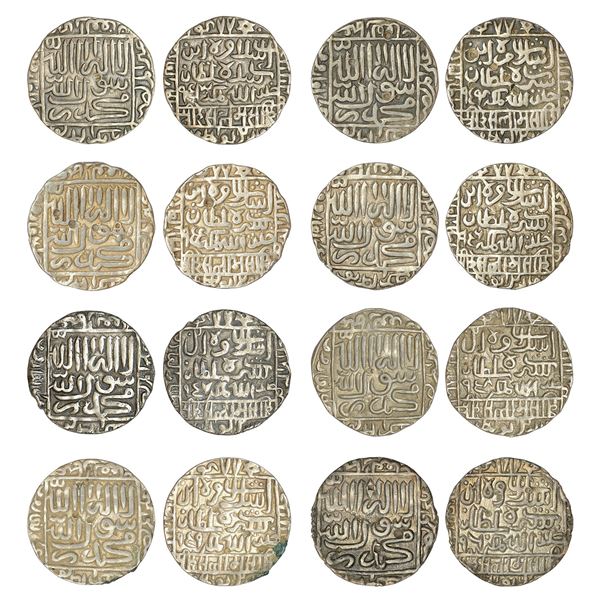 Sultans of Delhi : Suris, set of eight silver rupee of Islam Shah (1545-1552 AD)