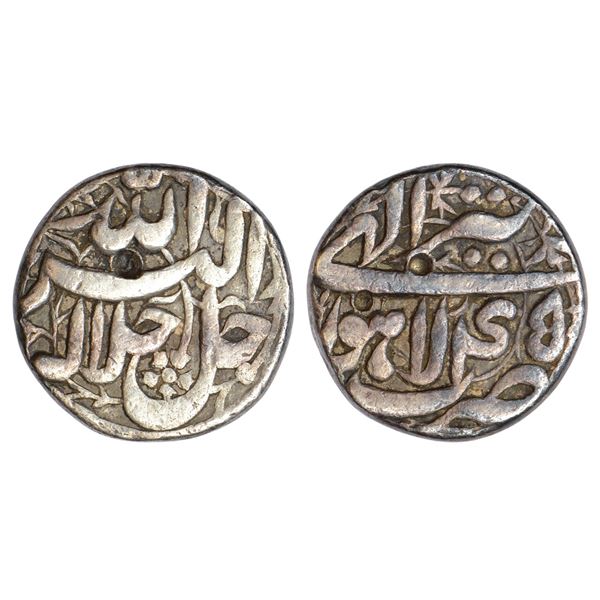 Mughals : Akbar (1556-1605 AD), silver rupee, Lahore mint, Tir, Ilahi 45