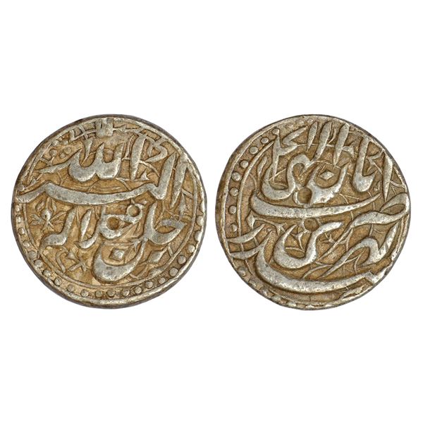 Mughals : Akbar (1556-1605 AD), silver rupee, Lahri Bandar mint