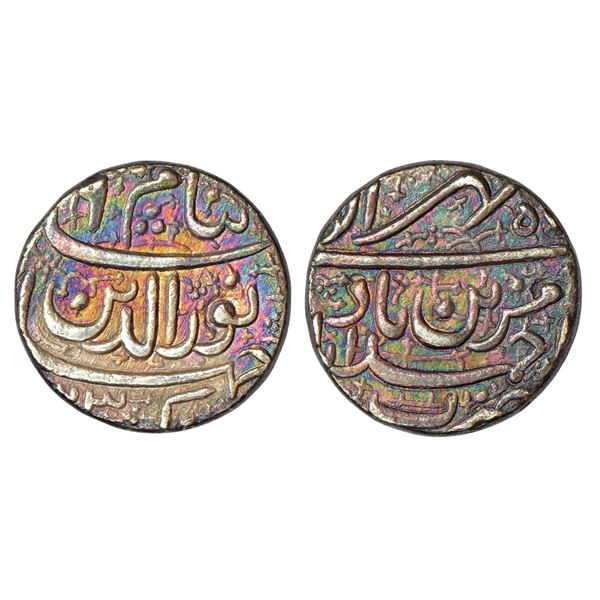 Mughals : Jahangir (1605-1627 AD), silver rupee, Ahmadabad mint, 'Muzaiyanbad'