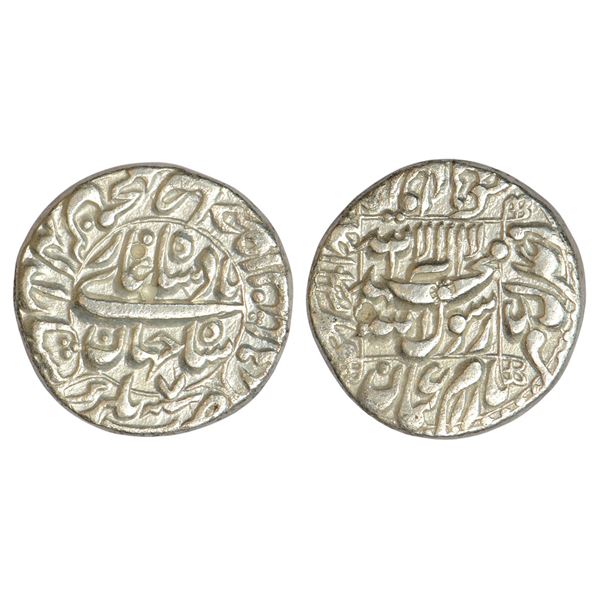Mughals : Shah Jahan (1628-1658 AD), silver rupee, Bhakkar mint, 11.22g