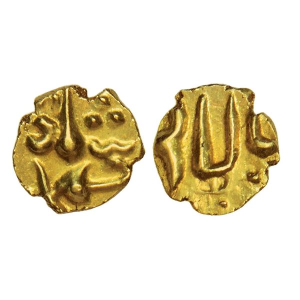 Mughals : Muhammad Shah (1719-1748 AD), gold fanam, Balapur mint