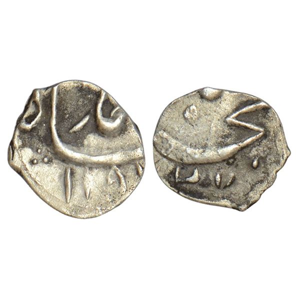 Mughals : Muhammad Shah (1719-1748 AD), silver 1/32 rupee, Khujista Bunyad
