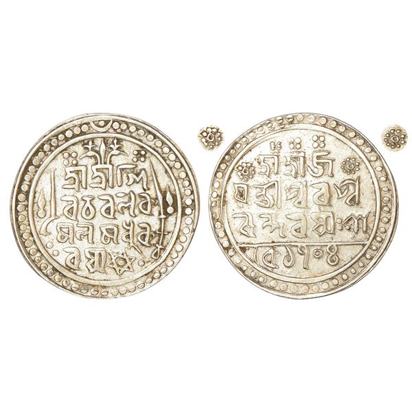 Independent Kingdoms : Jaintiapur, Jatra Narayan (1782-1785 AD), silver tanka, SE 1704