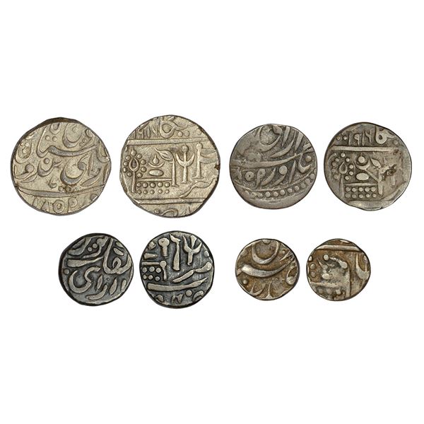 Princely States : Bikanir, Dungar Singh (1872-1887AD), set of 4 silver coins (4 coins)