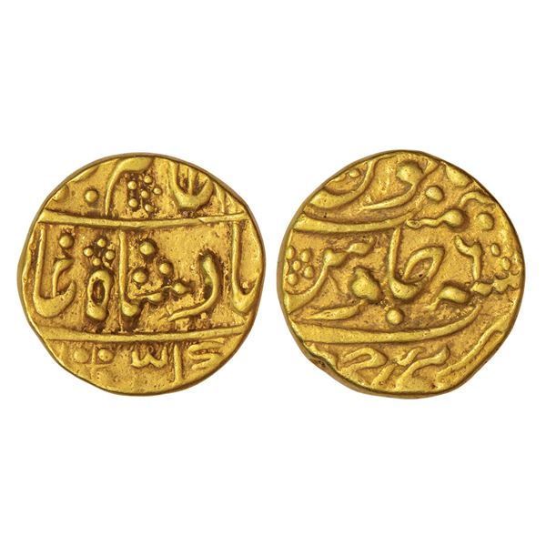 Princely States : Jaipur, Mughal style, gold mohur, Sawai Jaipur mint, Alamgir II